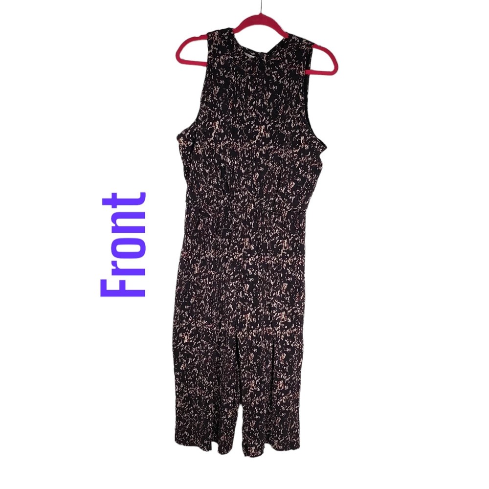 Xhilaration Women's size Large Black Floral Culotte Jumpsuit